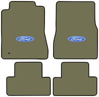 Molded Cut Pile Floor Mats for 2005-2009 Ford Mustang [Ford In Oval Logo, 4-Piece, Sandalwood]
