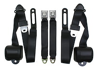 3-Point Retractable Seat Belts for 1973-1987 Chevrolet & GMC Trucks w/Bench Seats [Black]