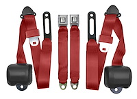 3-Point Retractable Seat Belts for 1973-1987 Chevrolet & GMC Trucks w/Bench Seats [Red]