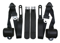 3-Point Retractable Seat Belts for 1973-1987 Chevrolet & GMC Trucks w/Bucket Seats [Black]