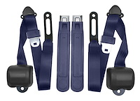 3-Point Retractable Seat Belts for 1973-1987 Chevrolet & GMC Trucks w/Bucket Seats [Dark Blue]