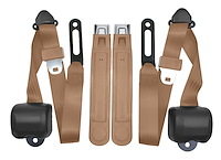 3-Point Retractable Seat Belts for 1973-1987 Chevrolet & GMC Trucks w/Bucket Seats [Tan]