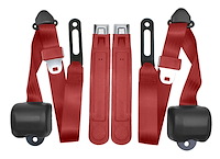 3-Point Retractable Seat Belts for 1973-1987 Chevrolet & GMC Trucks w/Bucket Seats [Red]