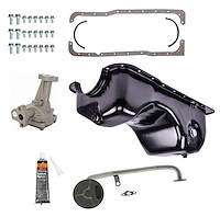 Stock-Style Replacement Oil Pan Kit for 1979-1995 Ford Mustang 5.0L w/Low Oil Level Sensor Port [Black]