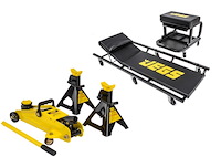 Hydraulic Utility Floor Jack, Jack Stands, Creeper, and Mechanic Seat