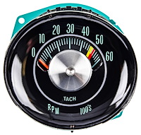 Factory Style Tachometer, 0-6,000 RPM & 5,200 RPM Redline for 1964-1965 Chevrolet Chevelle, El Camino w/V8 [In-Dash Mounted]