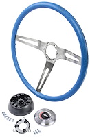 3-Spoke Comfort Grip Steering Wheel Kit Fits Select 1969-1972 Chevrolet Cars [Blue Grip]