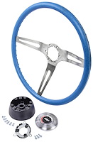 3-Spoke Comfort Grip Steering Wheel Kit Fits Select 1967-1969 Chevrolet Cars & 1960-1975 Chevrolet & GMC Trucks [Blue Grip]