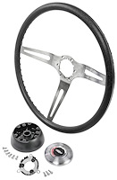 3-Spoke Comfort Grip Steering Wheel Kit Fits Select 1969-1972 Chevrolet Cars [Black Grip]