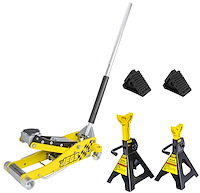 3-Ton Aluminum Floor Jack Kit with 3-Ton Capacity Jack Stands & Wheel Chocks