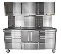 72 in. 11-Drawer Rolling Tool Cabinet with Upper Storage [Stainless Steel]