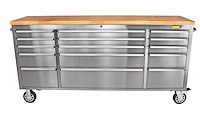 72 in. 15-Drawer Rolling Tool Cabinet [Stainless Steel]