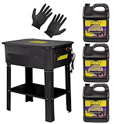 Parts Washer Kit with 3 Two Gallon Bottles of Cleaner/Degreaser & X-Large Gloves [20-Gallon Tank]
