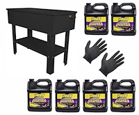 Parts Washer Kit with 6 Two Gallon Bottles of Cleaner/Degreaser & X-Large Gloves [40-Gallon Tank]