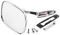 Manual Side View Mirror Fits Select 1968-1972 GM Cars, w/Divot-Style Pivot End and Rib on the base [Left/Driver Side]