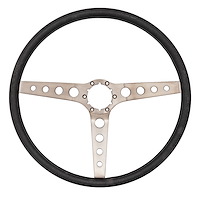 3-Spoke Comfort Grip Steering Wheel with Round Holes Fits Select 1960-1975 Chevy and GMC Trucks, 1969-1972 GM Cars [Black Grip]