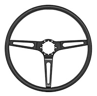 3-Spoke Comfort Grip Steering Wheel w/Stainless Steel Outer Ring for 1969-1972 GM Cars & 1960-1975 GM Trucks [Black Spokes]
