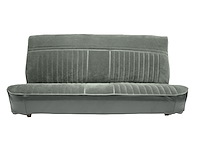 Front Bench Seat Upholstery for 1981-1987 Chevy/GMC Std./Crew Cab Truck [Seat Belt Cutouts, Vertical Pleats, Black/Silver]
