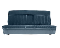 Front Bench Seat Upholstery for 1981-1987 Chevy/GMC Std./Crew Cab Truck [Seat Belt Cutouts, Vertical Pleats, Medium Blue/Blue]