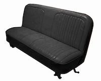 Bench Seat Upholstery with Open Backrest for 1967-1972 Chevrolet/GMC Standard Cab Truck [Solid Black Madrid/Black Oxen]