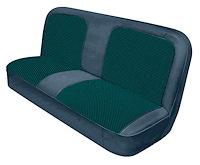 Bench Seat Upholstery with Open Backrest for 1967-1972 Chevrolet/GMC Standard Cab Truck [Blue-Black Cloth, Metallic Blue Oxen]
