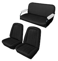 Front Buckets and Rear Bench Seat Upholstery for 1969-1972 Chevrolet Blazer  GMC Jimmy [Madrid Grain, Black]