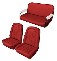 Front Buckets and Rear Bench Seat Upholstery for 1969-1972 Chevrolet Blazer  GMC Jimmy [Madrid Grain, Red]