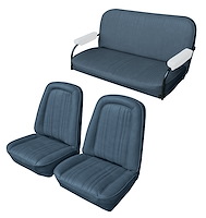 Front Buckets and Rear Bench Seat Upholstery for 1969-1972 Chevrolet Blazer  GMC Jimmy [Madrid Grain, Medium Blue]
