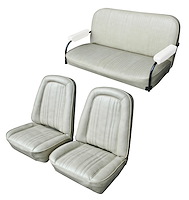 Front Buckets and Rear Bench Seat Upholstery for 1969-1972 Chevrolet Blazer  GMC Jimmy [Madrid Grain, White]