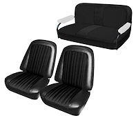 Front Buckets and Rear Bench Seat Upholstery for 1969-1972 Chevrolet Blazer  GMC Jimmy [Black Madrid, Black Velour Inserts]