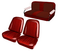 Front Buckets and Rear Bench Seat Upholstery for 1969-1972 Chevrolet Blazer  GMC Jimmy [Red Madrid, Red Velour Inserts]