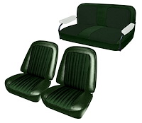 Front Buckets and Rear Bench Seat Upholstery for 1969-1972 Chevy Blazer/GMC Jimmy [Dark Green Madrid, Forest Green Velour]