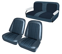 Front Buckets and Rear Bench Seat Upholstery for 1969-1972 Chevy Blazer/GMC Jimmy [Medium Blue Madrid, Royal Blue Velour]