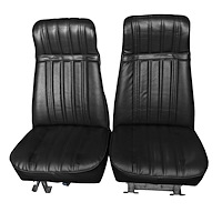 High Back Front Buckets Seat Upholstery for 1973-1987 Chevy Blazer/GMC Jimmy [Black Madrid, Black Oxen]
