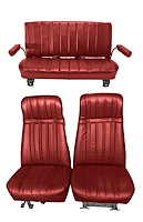 High Back Front Buckets/Rear Bench Seat Upholstery for 1973-1987 Chevy Blazer/GMC Jimmy [Red Madrid, Firethorne Red Oxen]