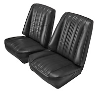 Low Back Front Buckets Seat Upholstery for 1973-1987 Chevy Blazer/GMC Jimmy [Black Madrid Vinyl, Black Oxen]