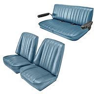 Low Back Front Buckets/Rear Bench Seat Upholstery W/O Seat Belt Cutouts for 1973-1987 Chevy/GMC Blazer [Light Blue, Light Blue]
