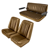Low Back Front Buckets/Rear Bench Seat Upholstery W/O Seat Belt Cutouts for 1973-1987 Chevy/GMC Blazer [Light Saddle, Buckskin]