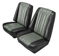 Low Back Front Buckets Seat Upholstery for 1973-1987 Chevy Blazer/GMC Jimmy [Black Madrid, Silver Regal Velour]