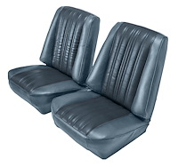 Low Back Front Buckets Seat Upholstery for 1973-1987 Chevy Blazer/GMC Jimmy [Medium Blue Madrid, Blue Velour]