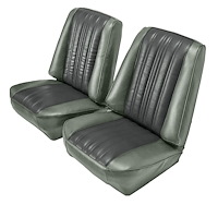 Low Back Front Buckets Seat Upholstery for 1973-1987 Chevy Blazer/GMC Jimmy [Light Gray Montana, Charcoal Velour]