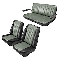 Low Back Front Buckets/Rear Bench Seat Upholstery W/O Seat Belt Cutouts for 1973-1987 Chevy Blazer/GMC Jimmy [Black, Silver]