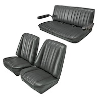 Low Back Front Buckets/Rear Bench Seat Upholstery W/O Seat Belt Cutouts for 1973-1987 Chevy Blazer/GMC Jimmy [Charcoal]