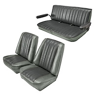 Low Back Front Buckets/Rear Bench Seat Upholstery W/O Seat Belt Cutouts for 1973-1987 Chevy Blazer [Light Gray, Charcoal]