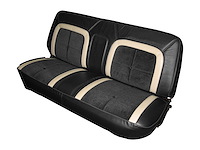 Front Bench Seat Upholstery for 1973-1979 Ford F-100/F-150 Truck [Black w/Black Insert w/White Corinthian Vinyl]