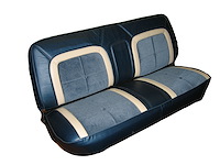 Front Bench Seat Upholstery for 1973-1979 Ford F-100/F-150 Truck [Dark Blue w/Blue Insert w/White Corinthian Vinyl]