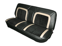 Front Bench Seat Upholstery for 1973-1979 Ford F-100/F-150 Truck [Charcoal w/Charcoal Insert w/White Corinthian Vinyl]