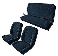 Front Lowback and Rear Bench Seat Upholstery for 1978-1979 Ford Bronco [Corinthian Vinyl, Dark Blue]
