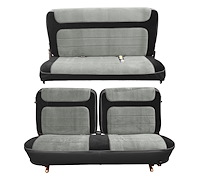 Front Split Bench and Rear Bench Seat Upholstery for 1980-1986 Ford Bronco [Black Encore Trim, Silver Regal Inserts]