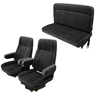Vinyl Front High Back and Rear Bench Seat Upholstery for 1980-1986 Ford Bronco [Corinthian Vinyl, Black]